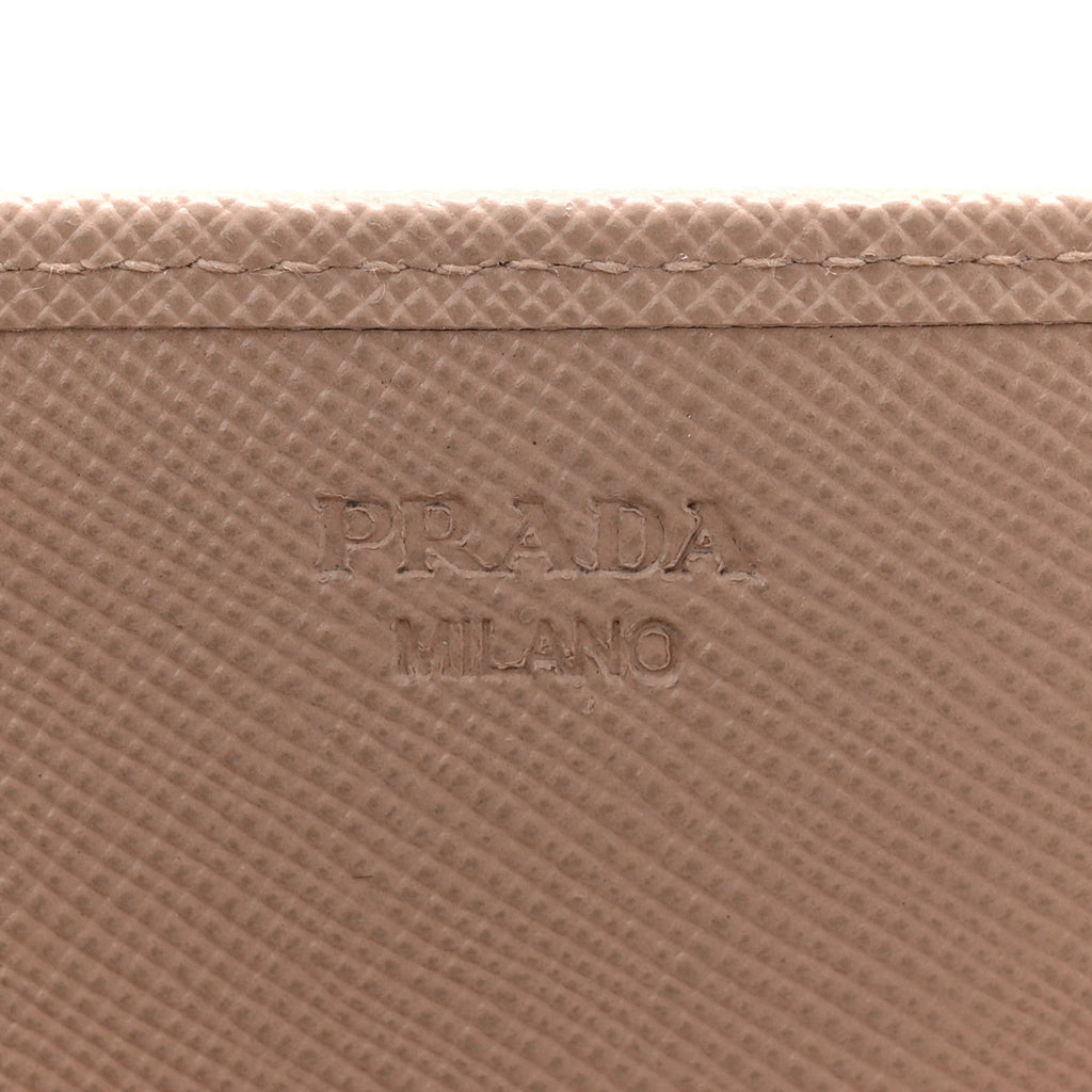 Prada Saffiano Fiocco Bow Continental Wallet Cammeo