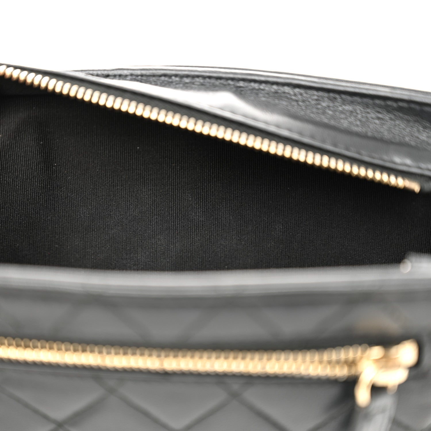 Chanel Lambskin Quilted Square Front Pocket Clutch With Chain Black