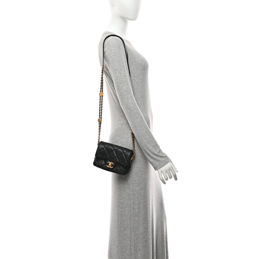 Chanel Caviar Quilted Mini Twist Your Buttons Flap Black