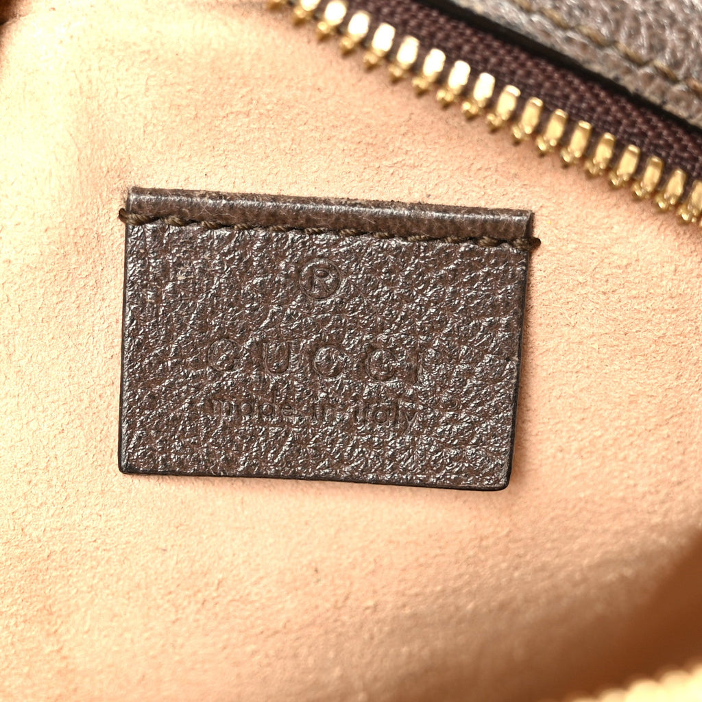 Gucci GG Supreme Monogram Web Mini Ophidia Round Shoulder Bag Brown