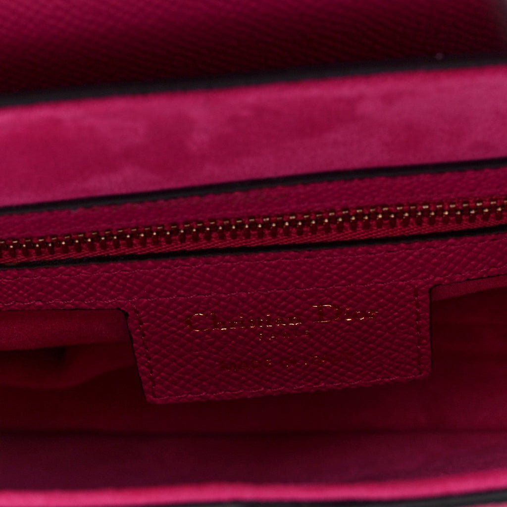 Christian Dior Grained Calfskin Saddle Bag With Strap Fuchsia