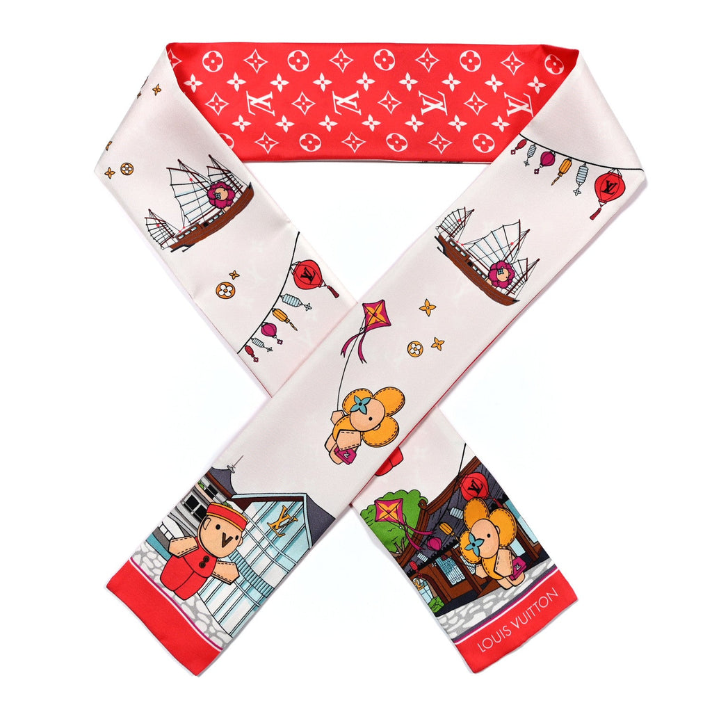 Louis Vuitton Silk Monogram Paris Vivienne Bandeau Rouge