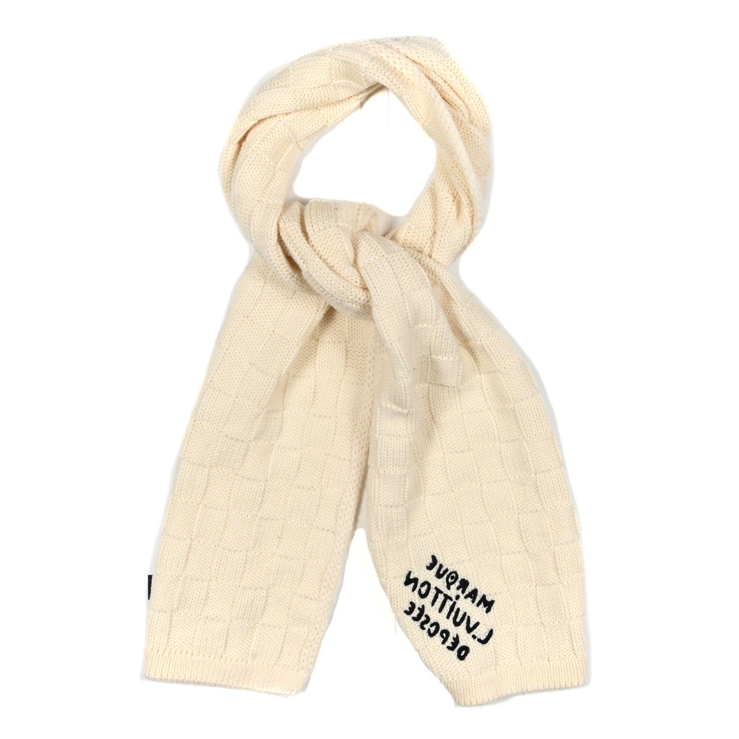 Louis Vuitton Wool Damier Snug Scarf Cream