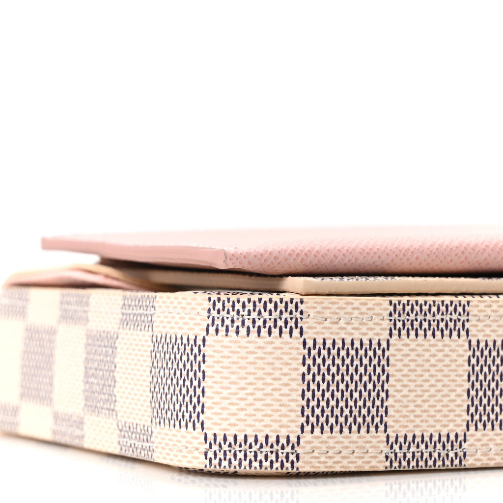 Louis Vuitton Damier Azur Pochette Felicie Chain Wallet Rose Ballerine