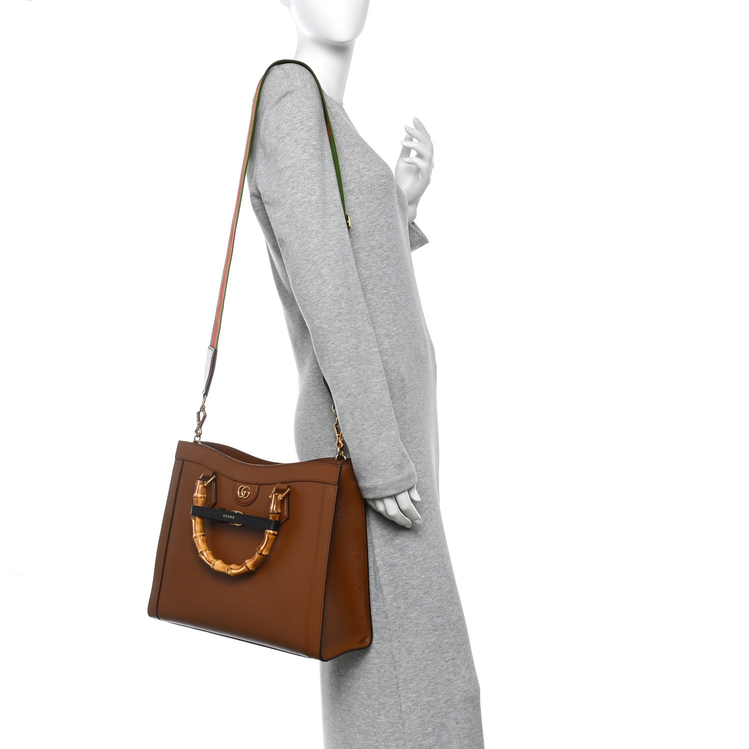 Gucci Textured Dollar Calfskin Medium Diana Tote Bag Cuir Black