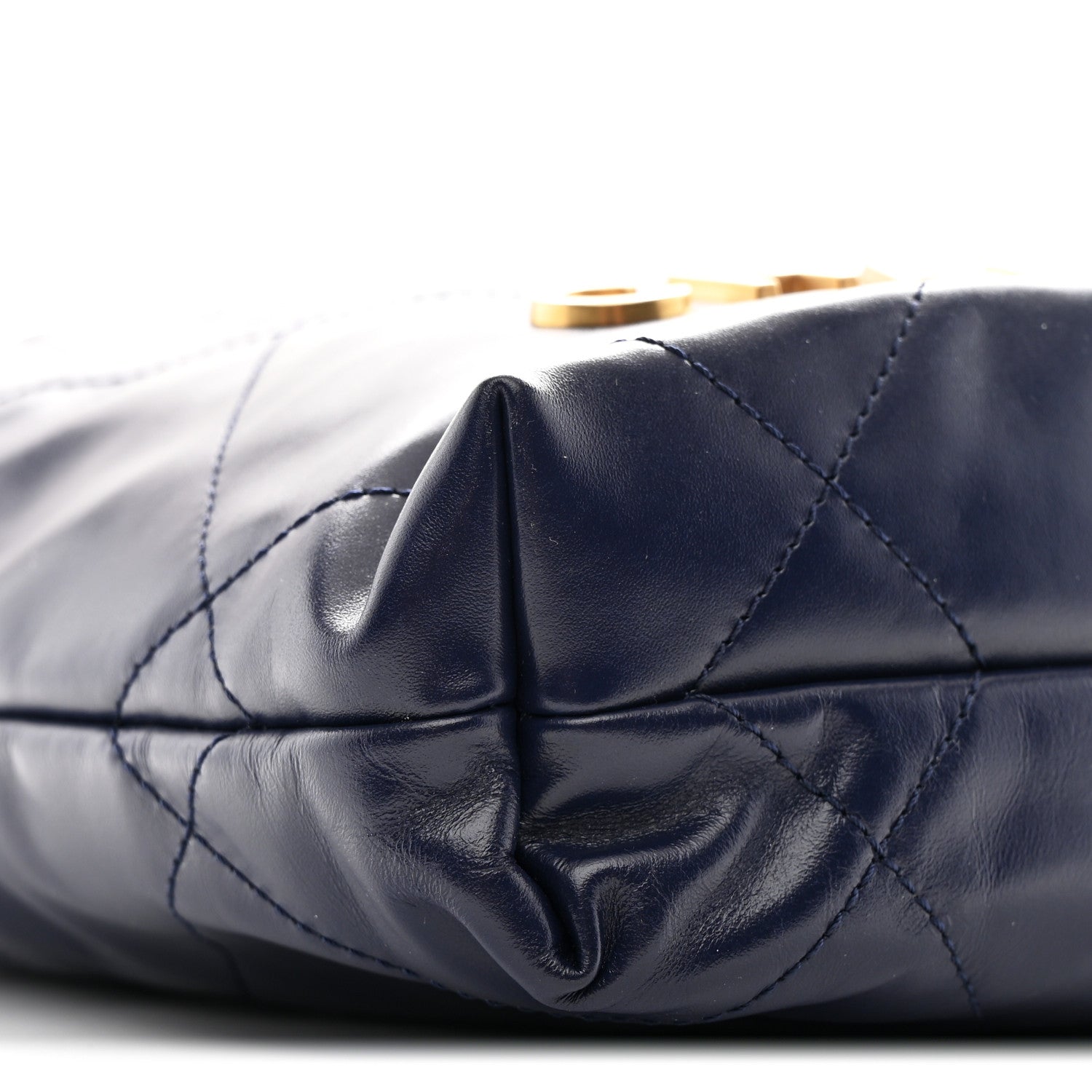 Chanel Shiny Calfskin Quilted Mini Chanel 22 Navy Blue
