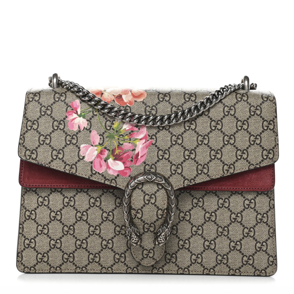 Gucci GG Supreme Monogram Blooms Medium Dionysus Shoulder Bag Beige Multicolor Dry Rose