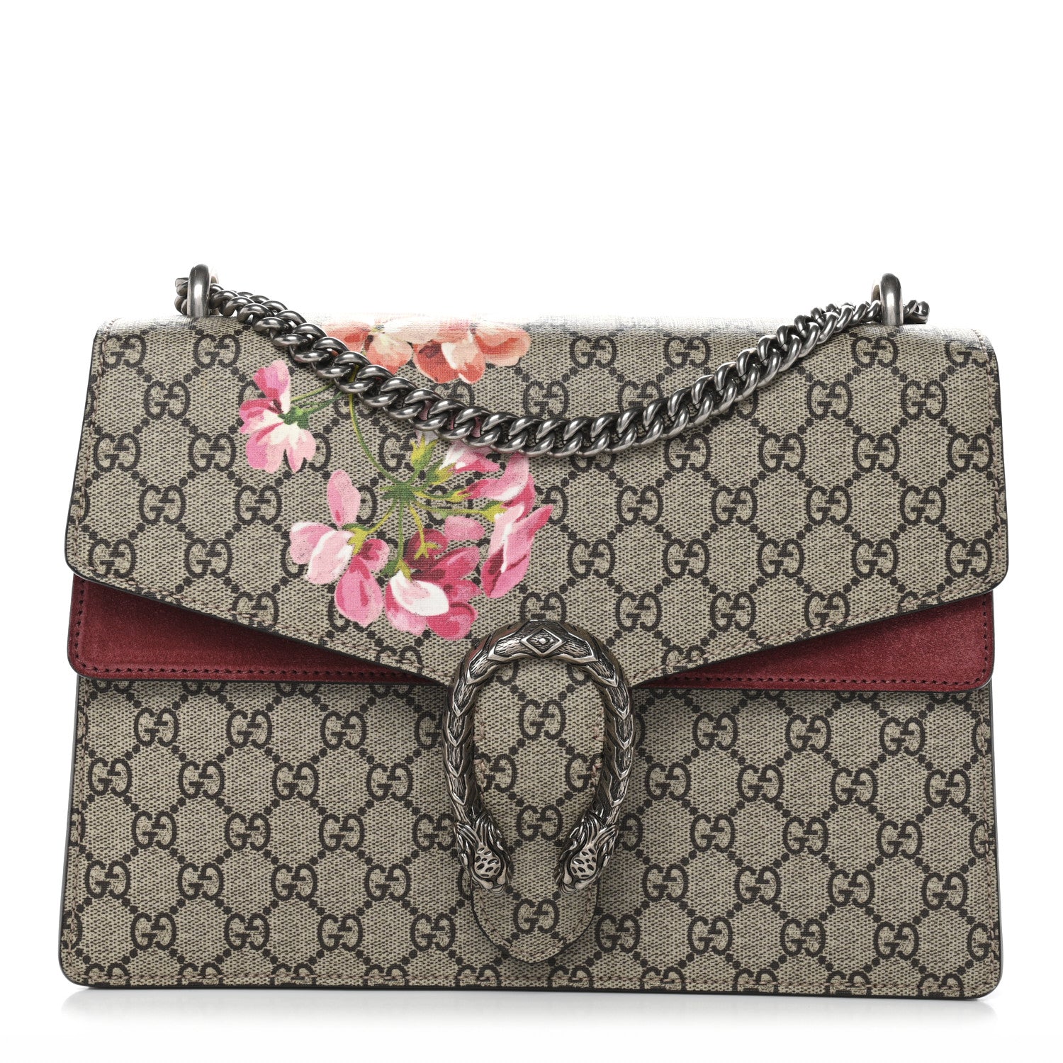Gucci GG Supreme Monogram Blooms Medium Dionysus Shoulder Bag Beige Multicolor Dry Rose