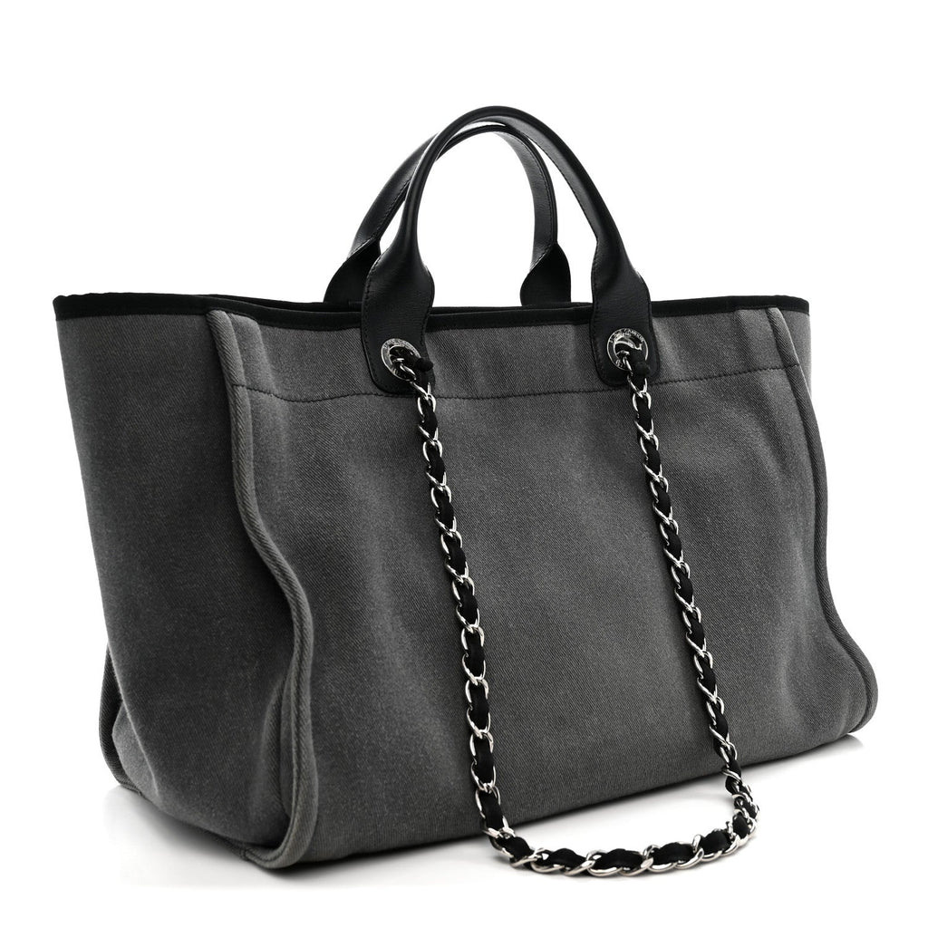 Chanel Canvas Sequin Medium Deauville Tote Charcoal