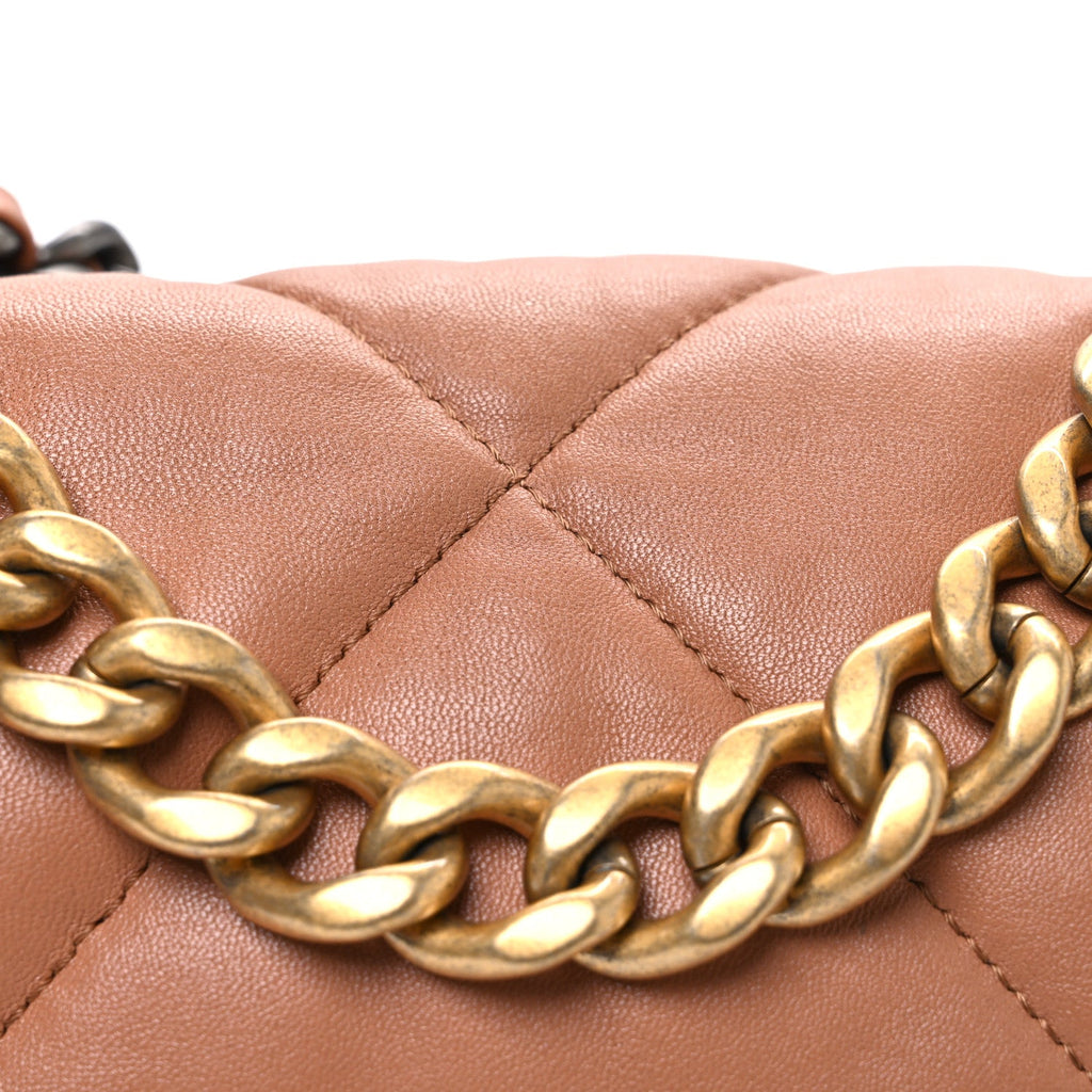 Chanel Lambskin Quilted Medium Chanel 19 Flap Brown