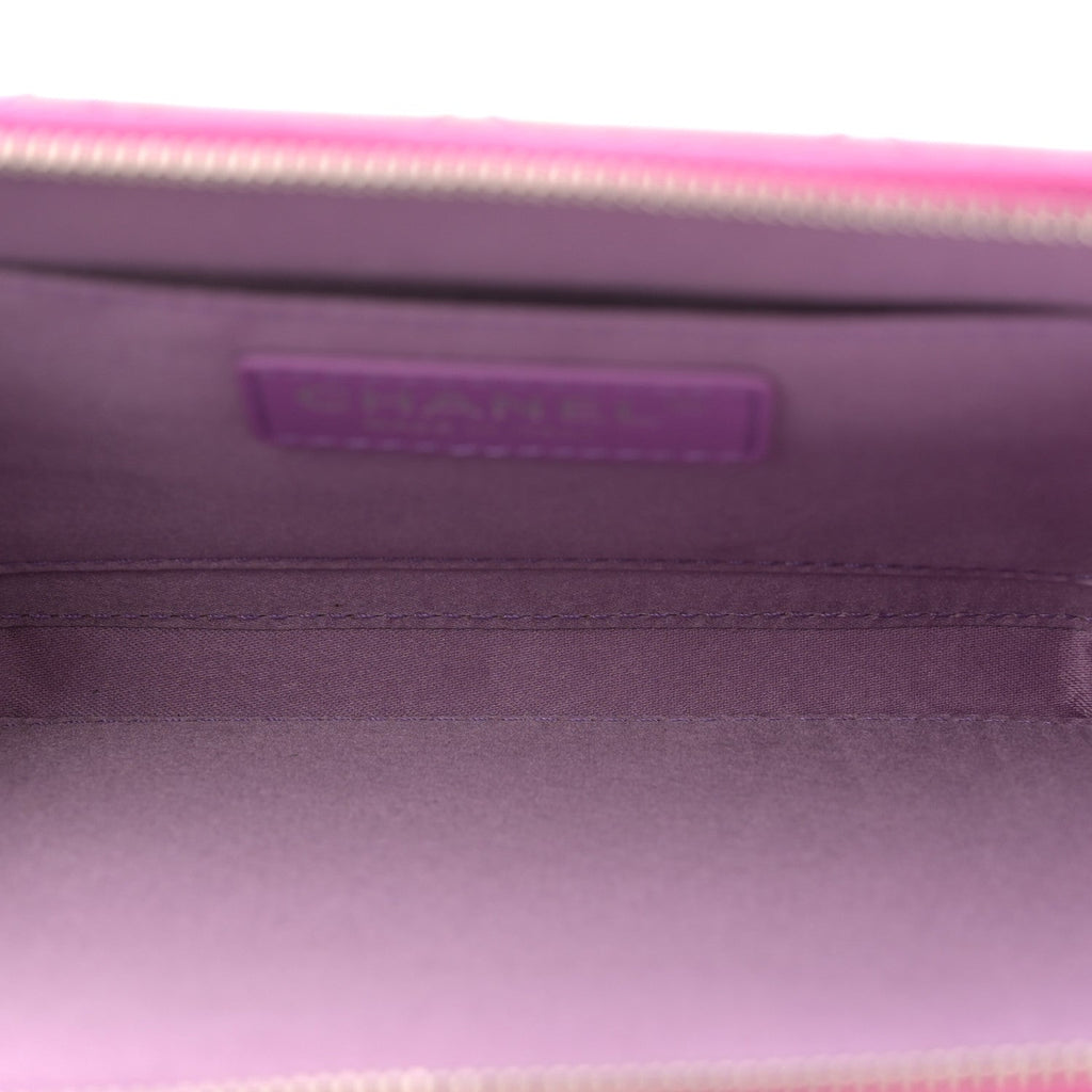 Chanel Patent Quilted Small Pocket Box Camera Case Purple