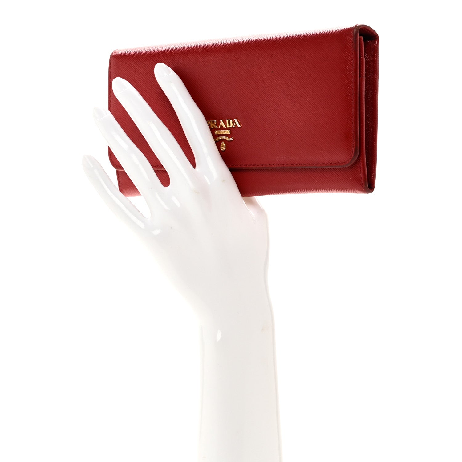 Prada Saffiano Metal Continental Flap Wallet Fuoco