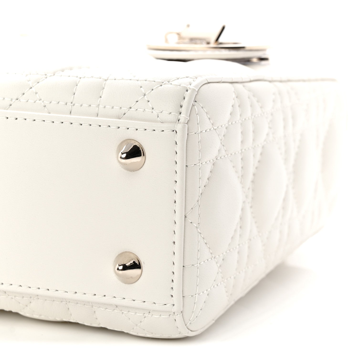 Christian Dior Lambskin Cannage Small My ABCDior Lady Dior White