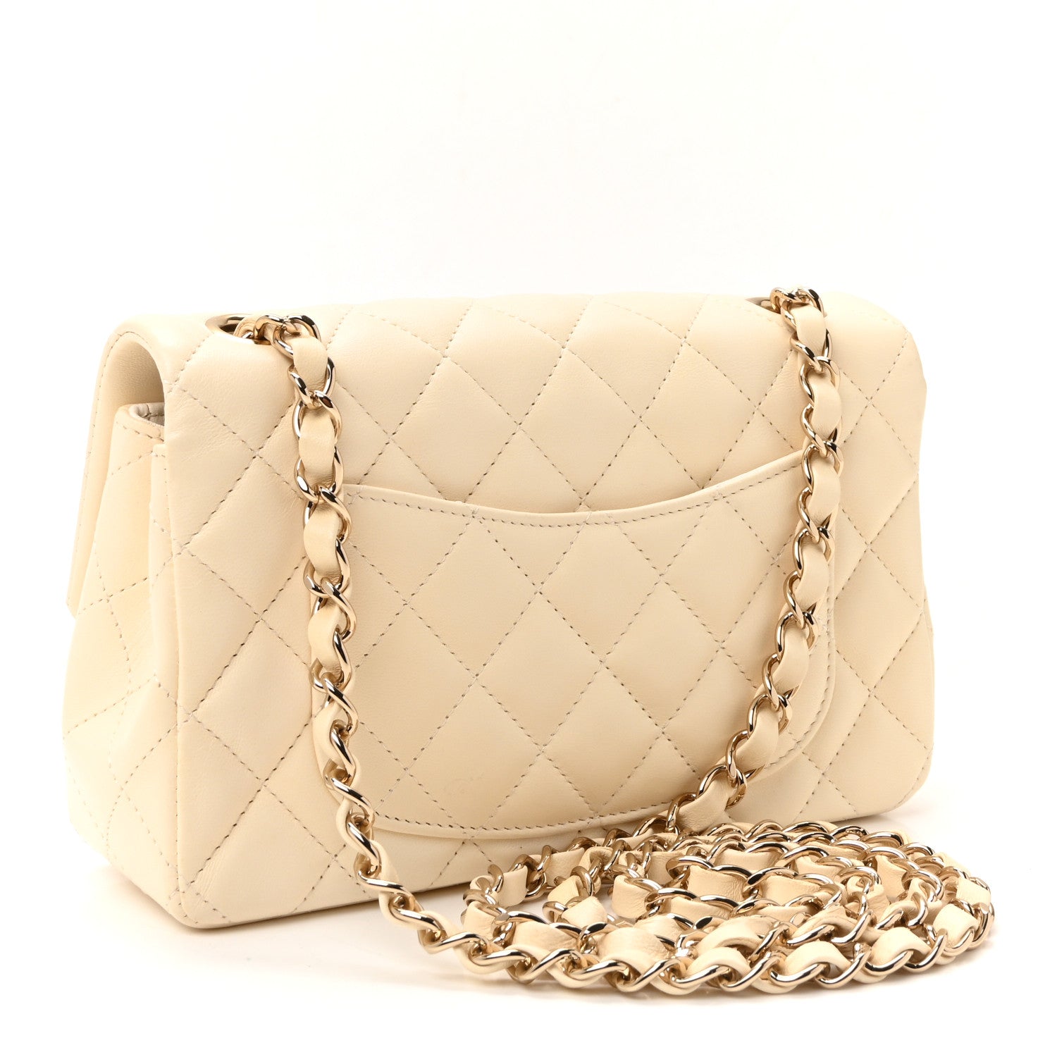 Chanel Lambskin Quilted Mini Rectangular Flap White