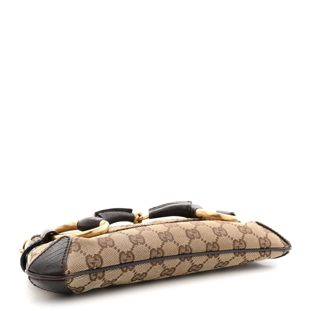 Gucci Monogram Horsebit Clutch Dark Brown