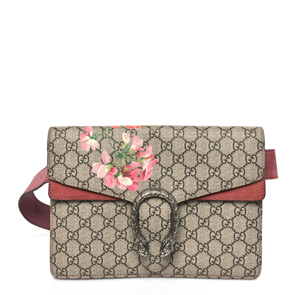 Gucci GG Supreme Monogram Blooms Dionysus Belt Bag Beige Multicolor Dry Rose