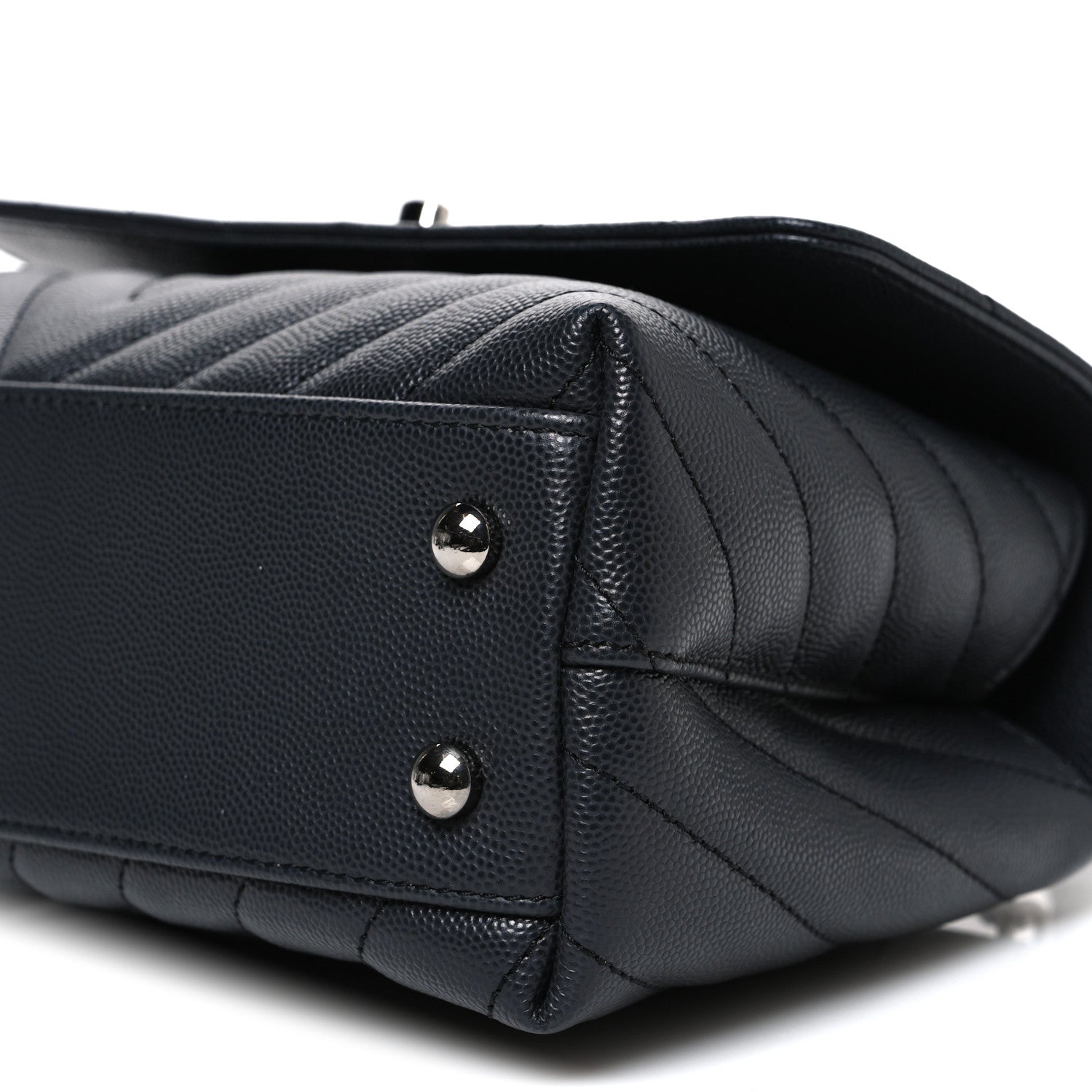 Chanel Caviar Chevron Quilted Mini Coco Handle Flap Dark Grey