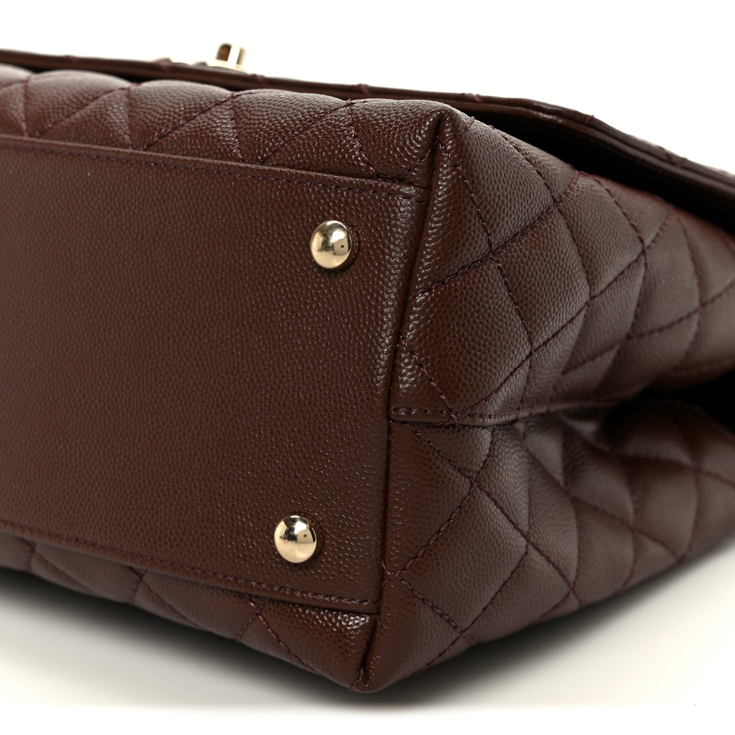 Chanel Caviar Quilted Small Coco Handle Flap Dark Brown
