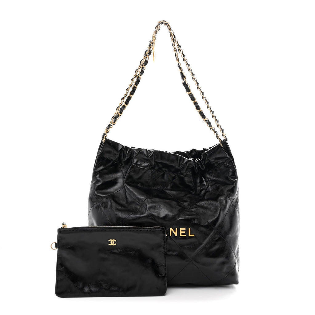 Chanel Glazed Calfskin  Quilted Small Chanel 22 Black
