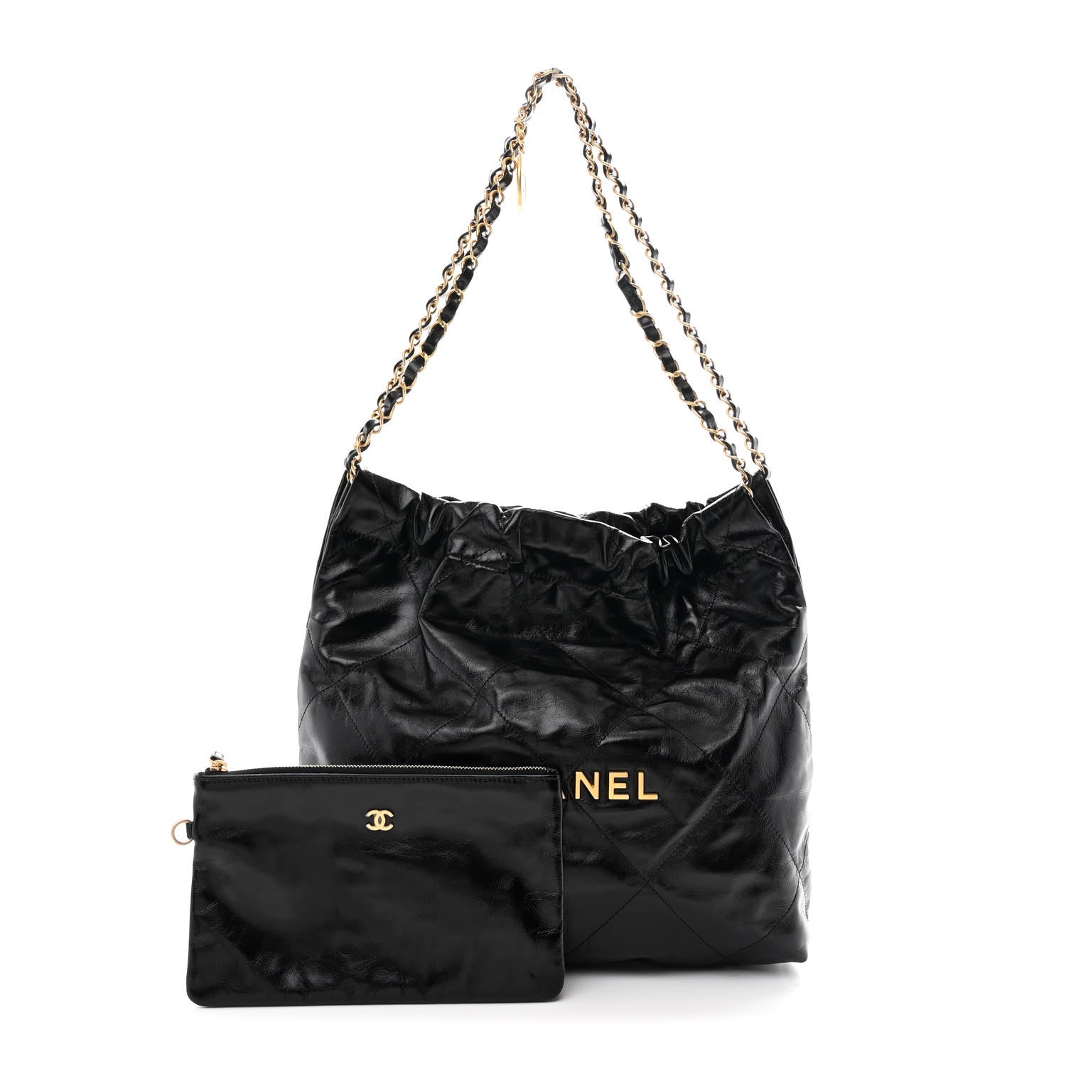 Chanel Glazed Calfskin  Quilted Small Chanel 22 Black