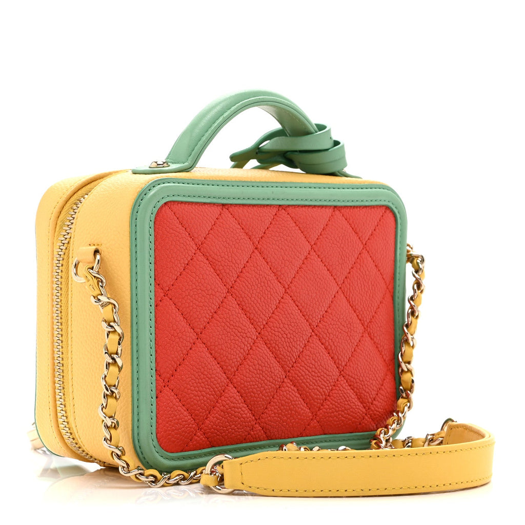 Chanel Caviar Quilted Small CC Filigree Vanity Case Multicolor