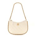 Chanel Shiny Crumpled Lambskin Quilted Trendy Chain Around Hobo White