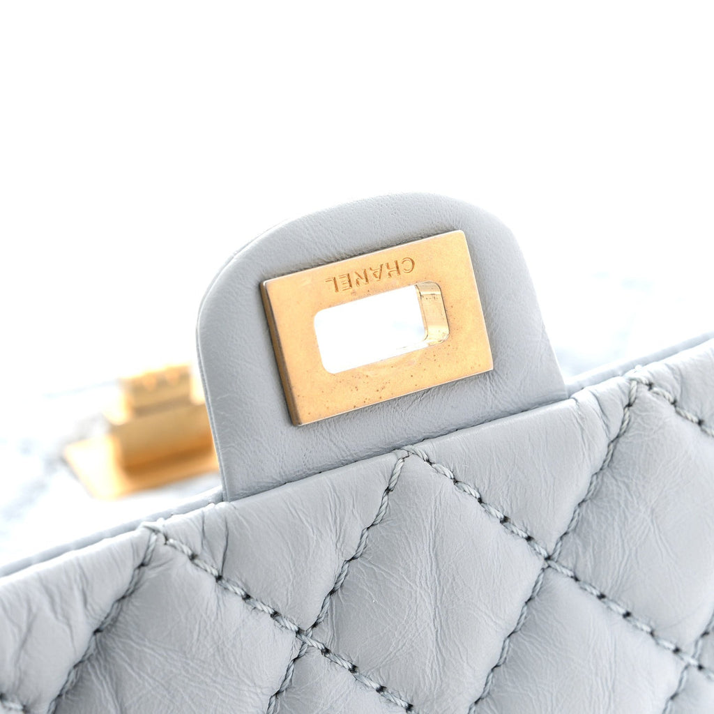 Chanel Aged Calfskin Quilted 2.55 Reissue Chain Waist Bag Light Blue