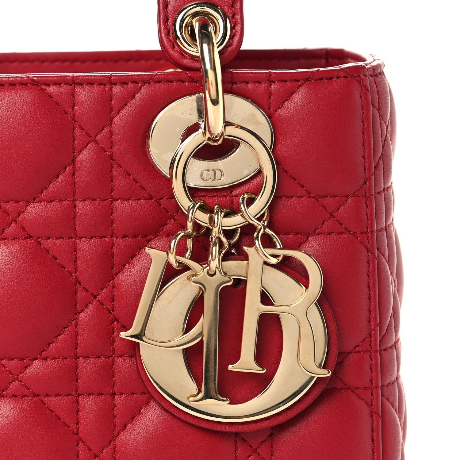 Christian Dior Lambskin Cannage Small My ABCDior Lady Dior Red