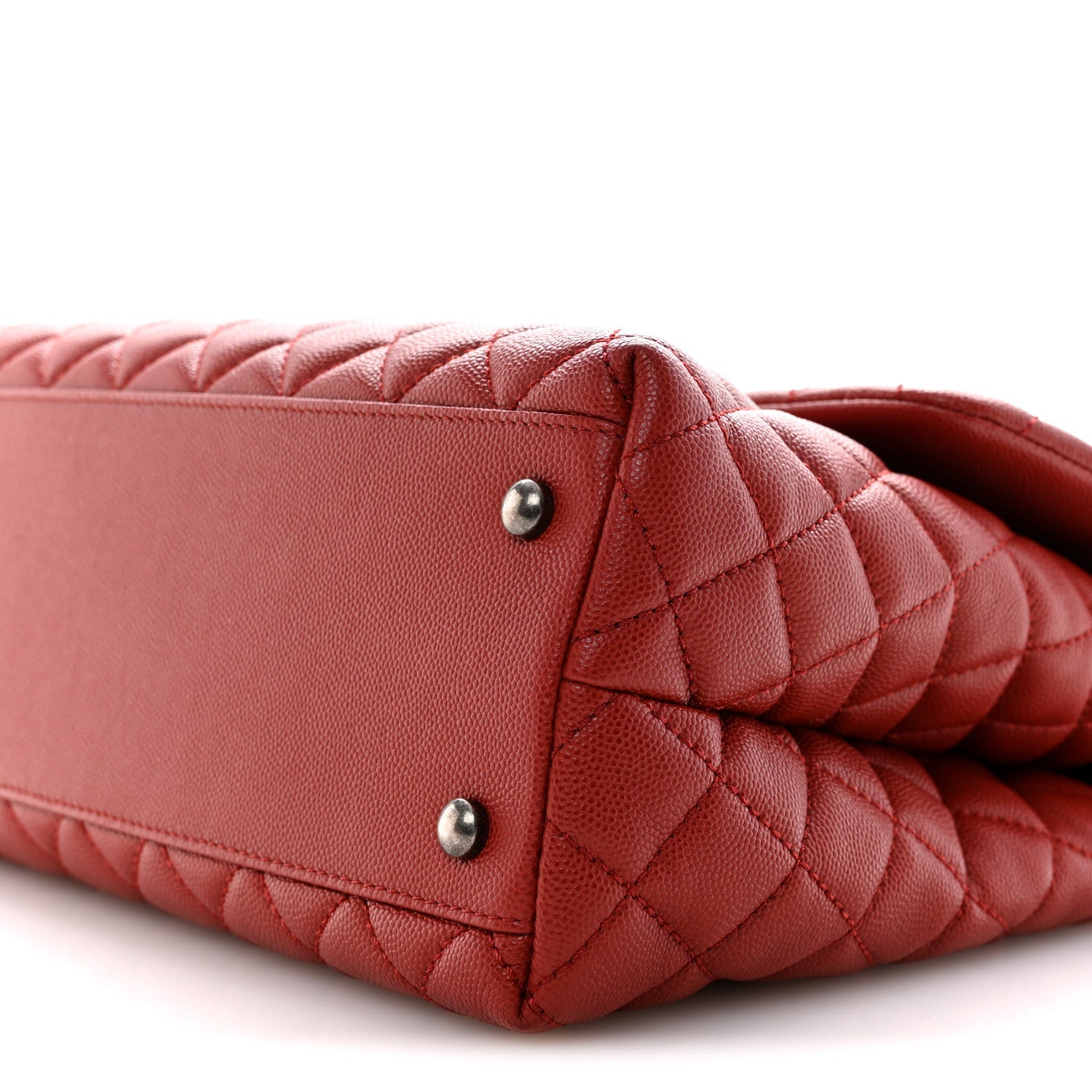 Chanel Caviar Quilted Medium Coco Handle Flap Red