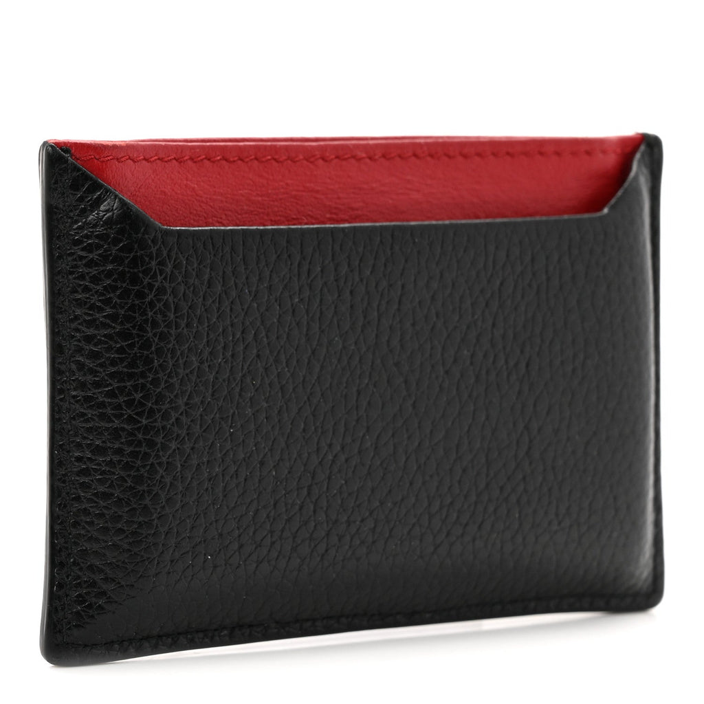 Prada Vitello Grain Metal Card Holder Black Fuoco