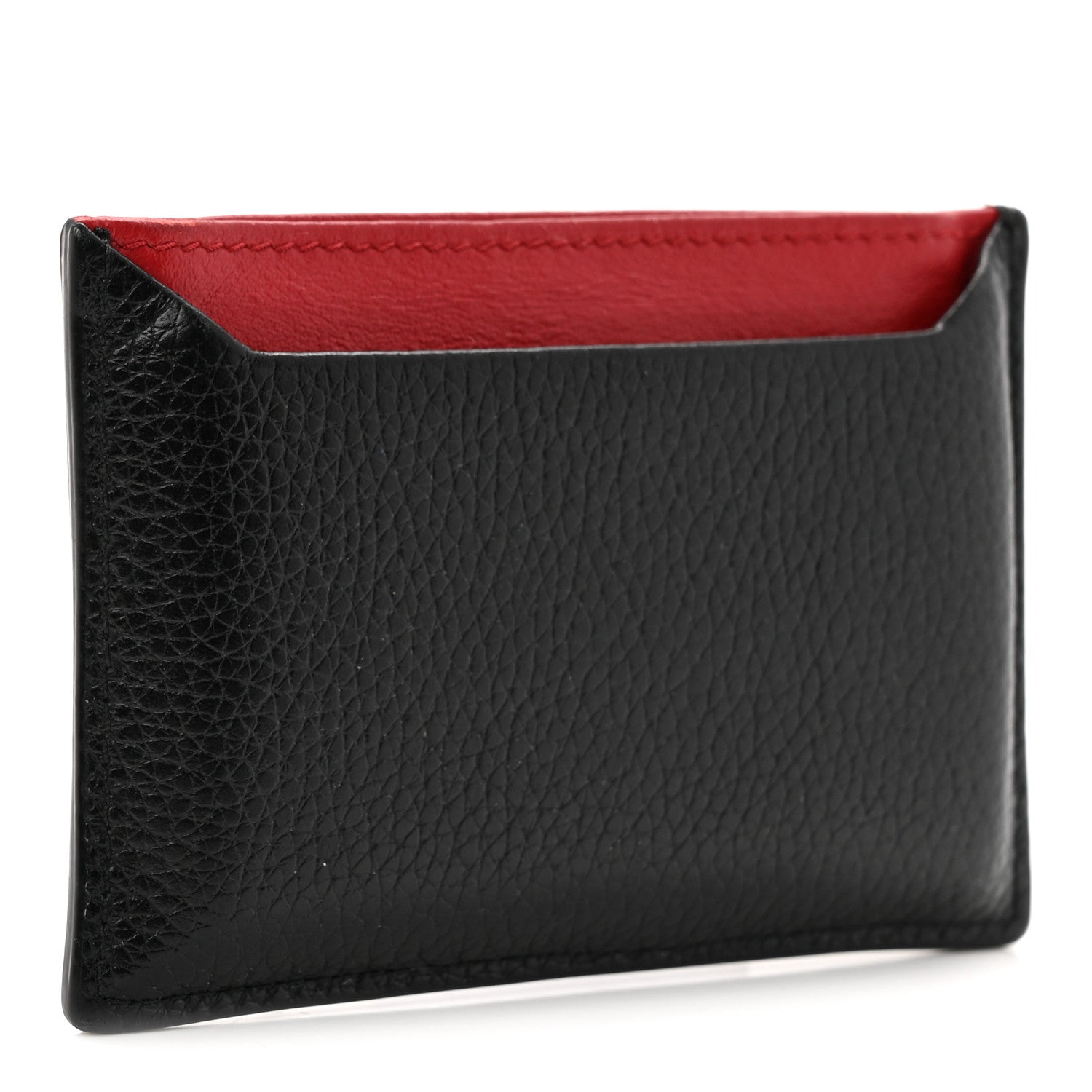 Prada Vitello Grain Metal Card Holder Black Fuoco