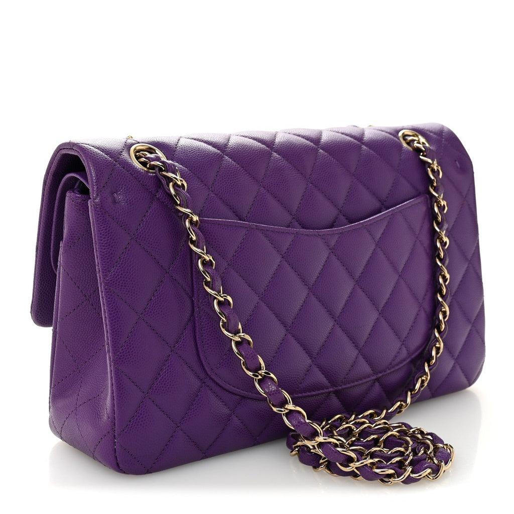 Chanel Caviar Quilted Medium Double Flap Purple