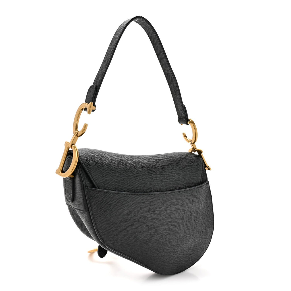 Christian Dior Grained Calfskin Saddle Bag Black