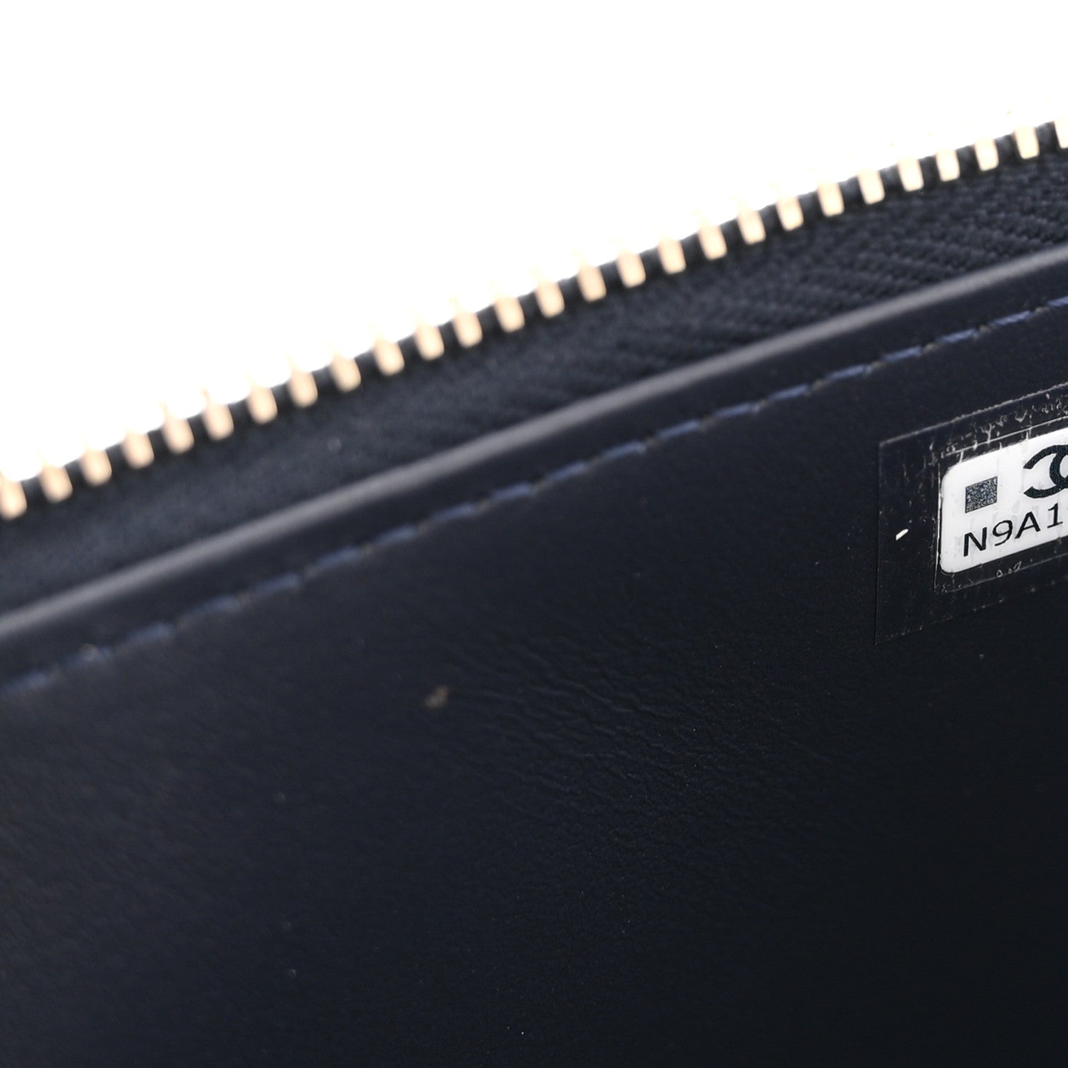 Chanel Denim Quilted Vanity Case With Chain Dark Blue