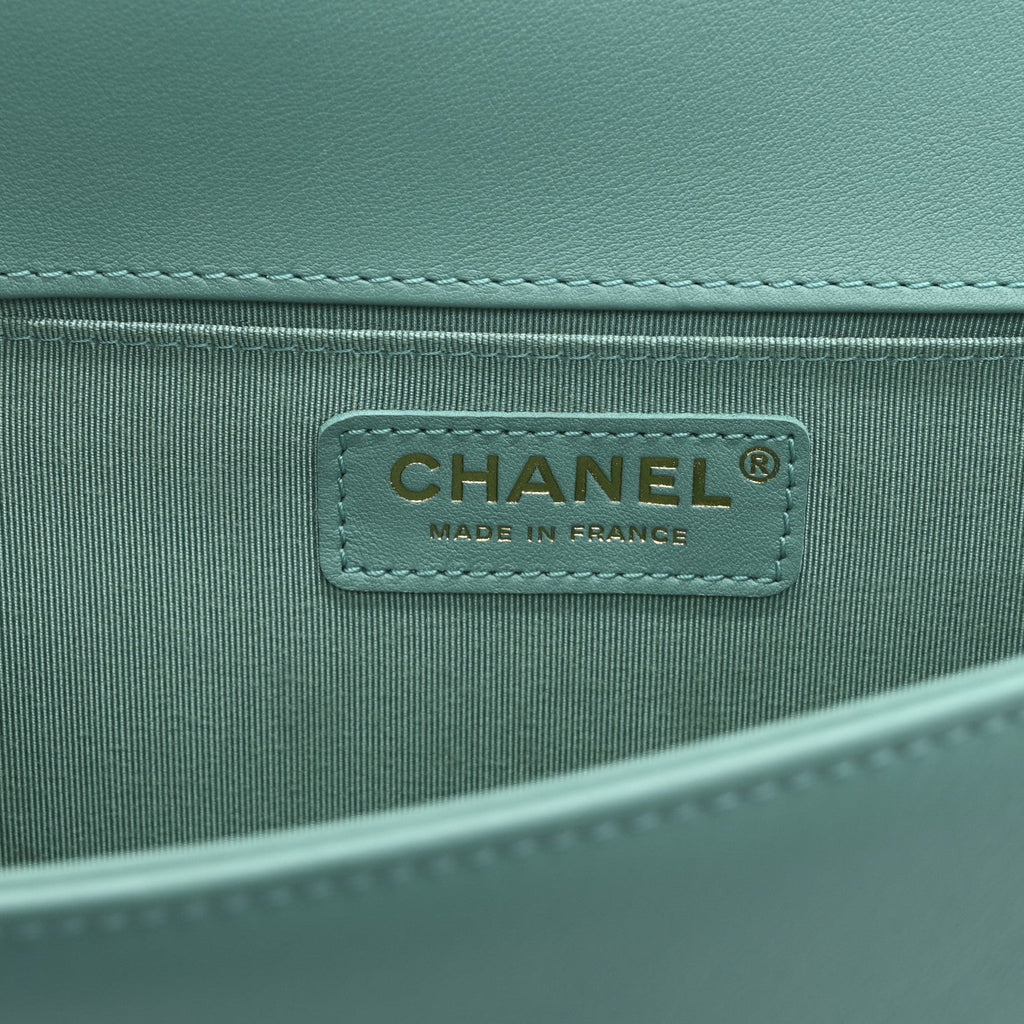 Chanel Lambskin Quilted Medium Boy Flap Green