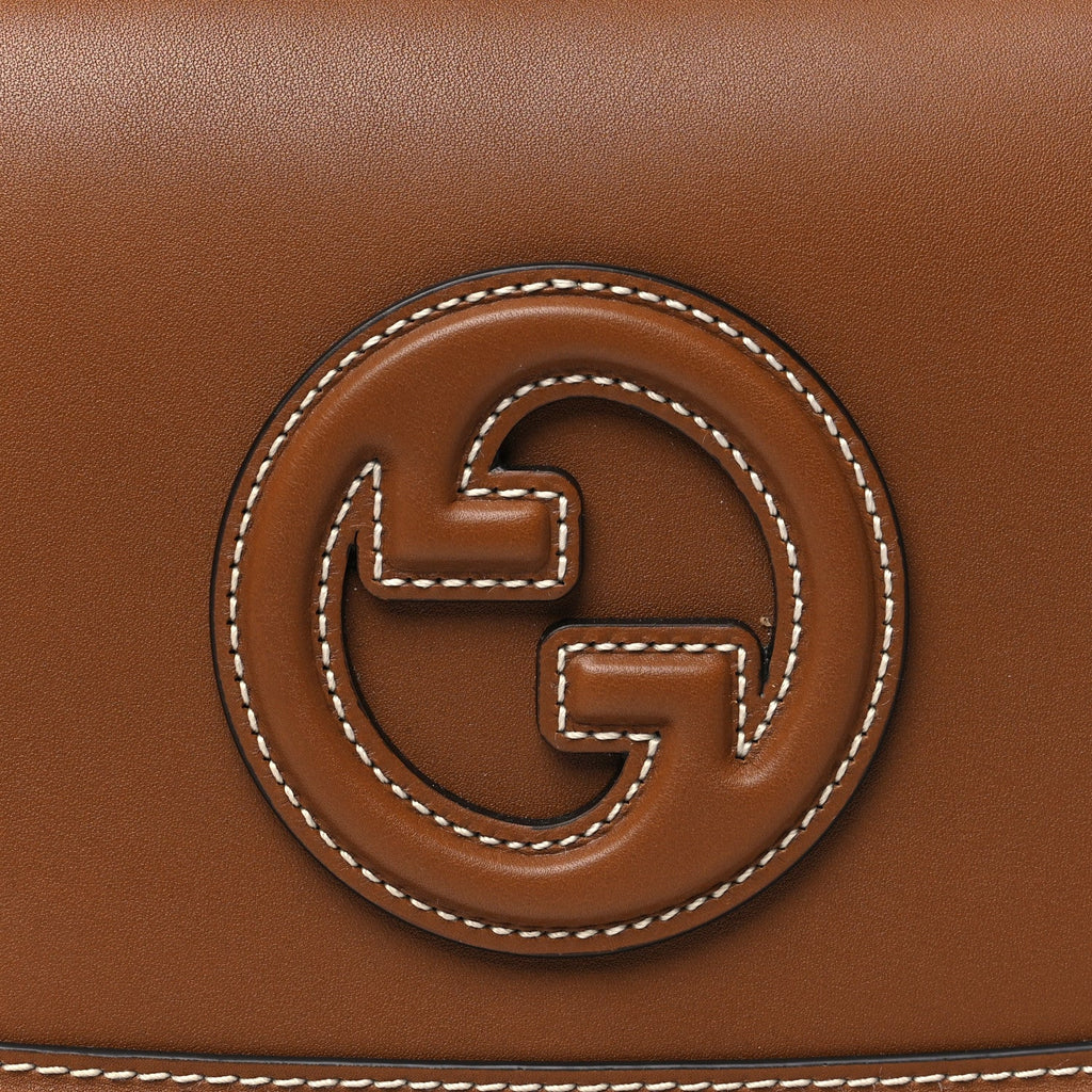 Gucci Roxy Calfskin Medium Blondie Top Handle Bag Brown