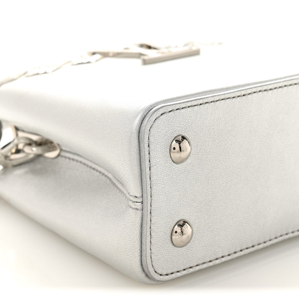 Louis Vuitton Lambskin Strass Mini Capucines  Silver