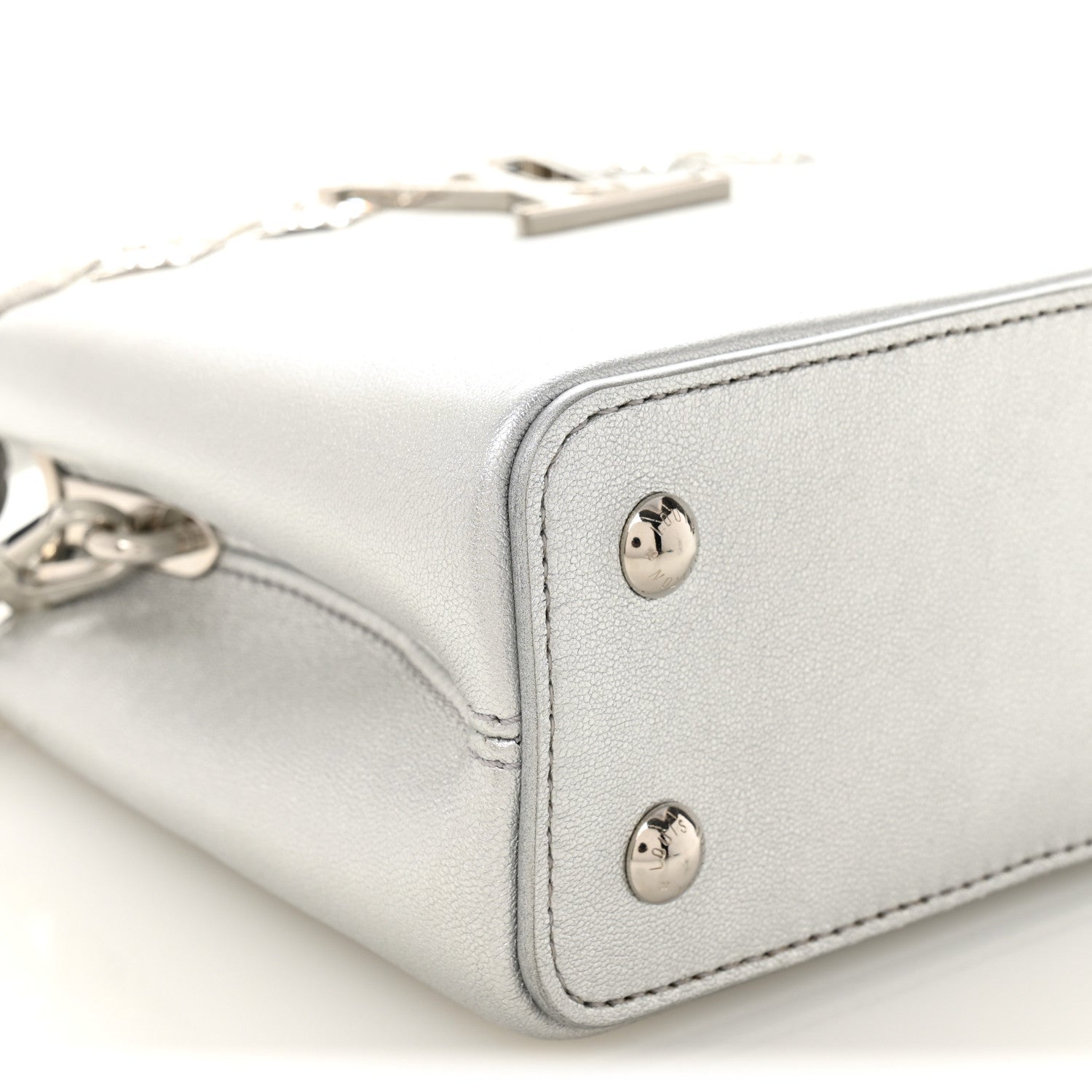 Louis Vuitton Lambskin Strass Mini Capucines  Silver