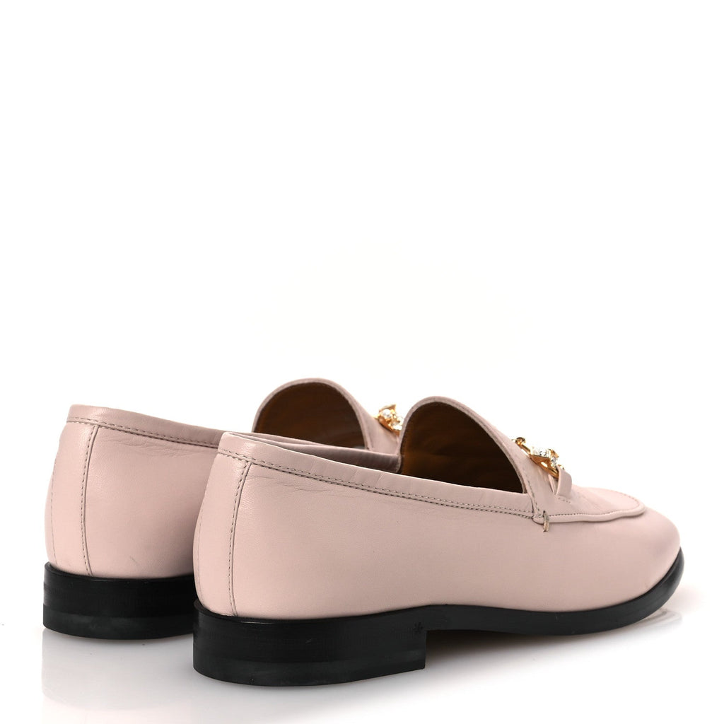 Gucci Malaga Kid Crystal Horsebit Womens Jordaan Loafers 37 Pink Hibiscus