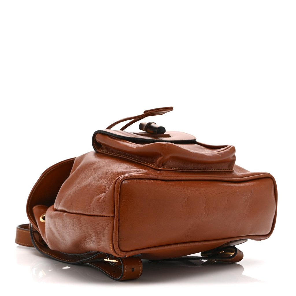 Gucci Calfskin Bamboo Mini Backpack Brown