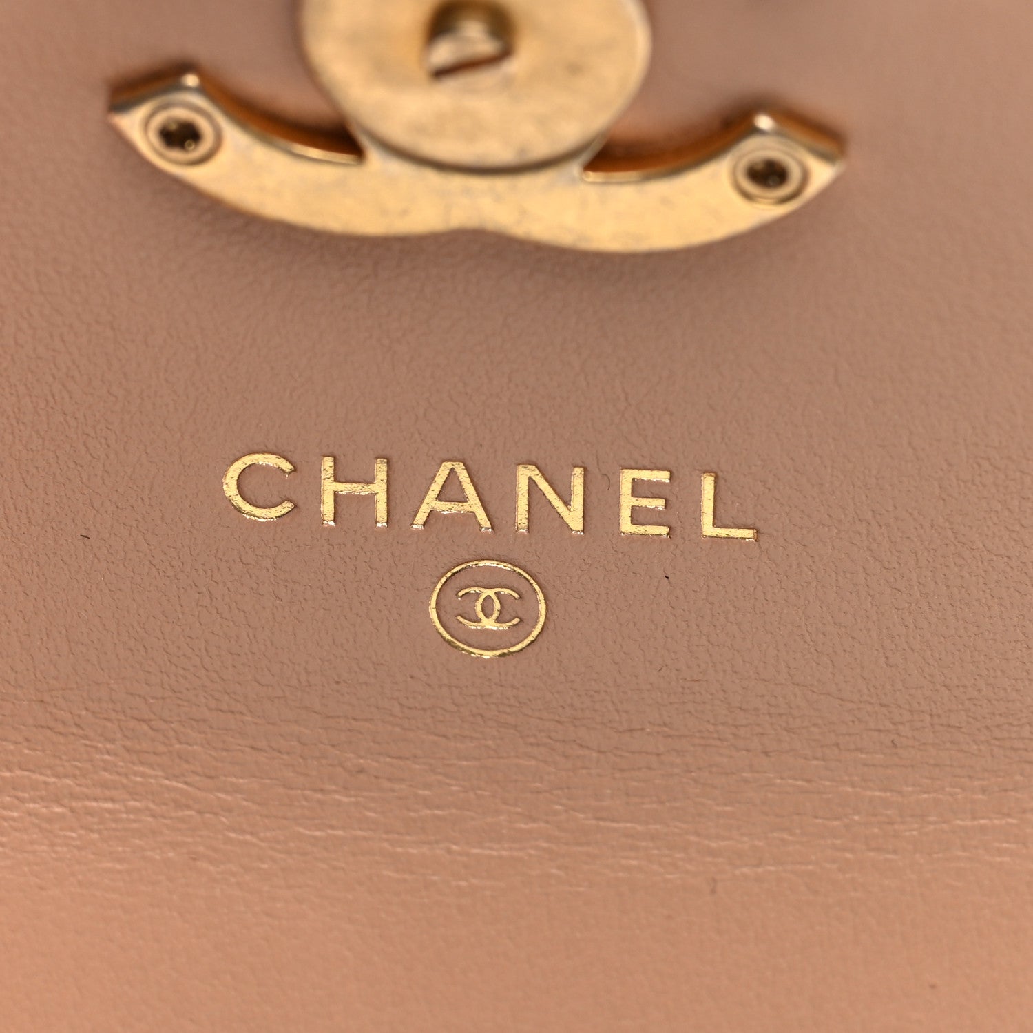 Chanel Calfskin Quilted Perfect Fit Coin Purse With Chain Beige