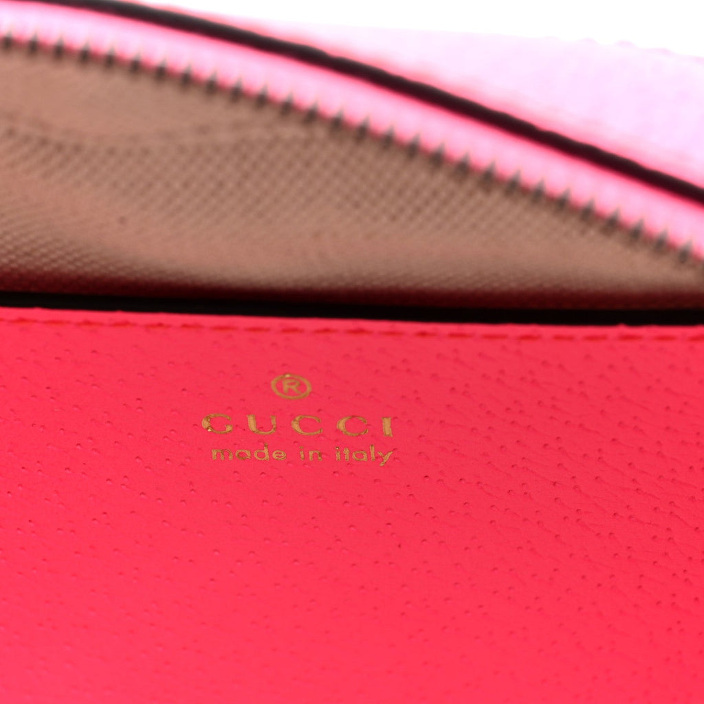 Gucci GG Supreme Monogram Textured Dollar Calfskin Web Ophidia Small Crossbody Bag Beige Ebony Fuchsia