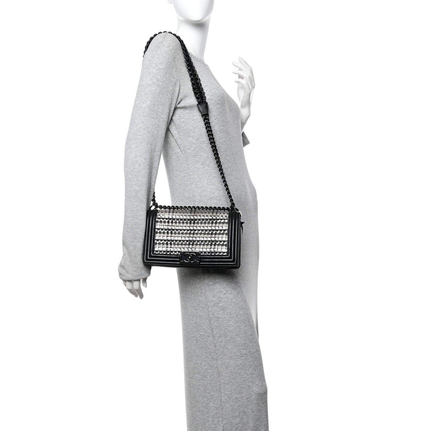 Chanel PVC Thread Woven Medium Boy Flap Black