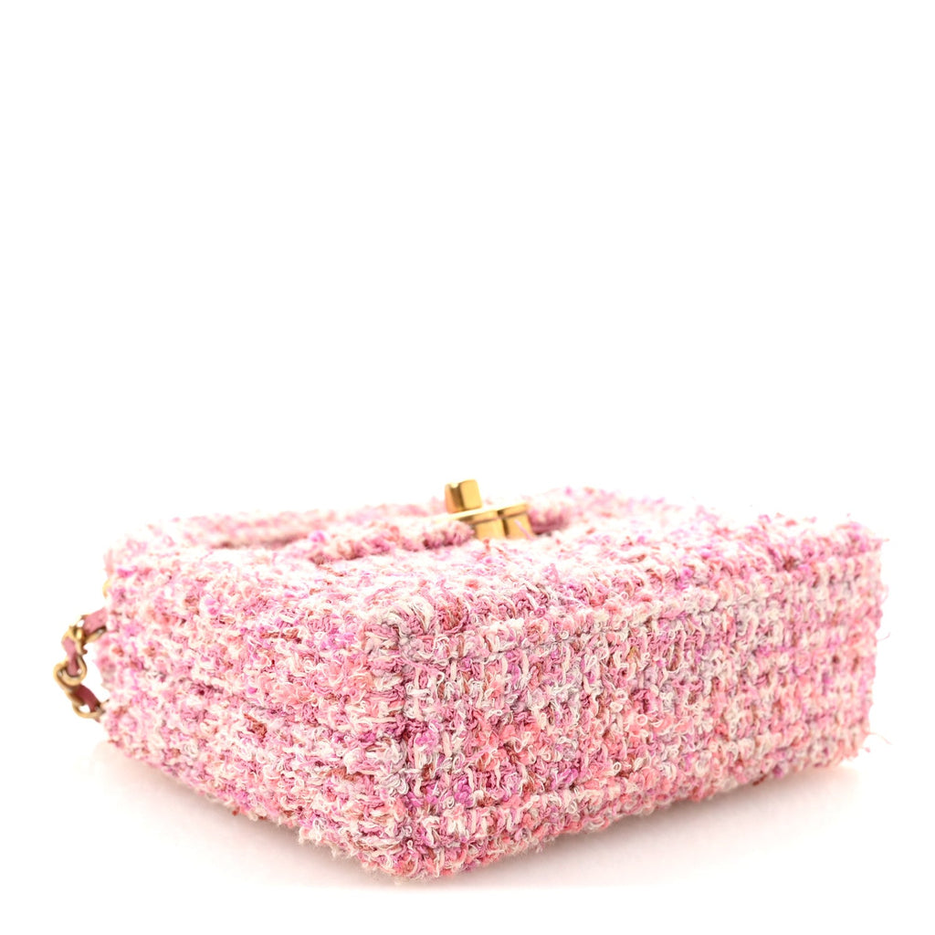 Chanel Tweed Quilted Mini Nano Kelly Shopper Pink