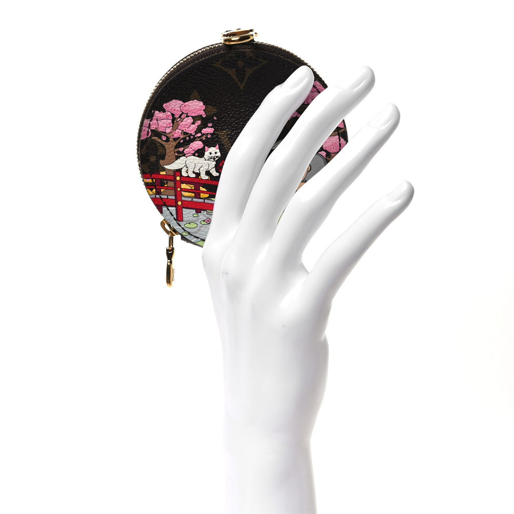Louis Vuitton Monogram 2021 Christmas Animation Japanese Garden Round Coin Purse Wisteria Pink