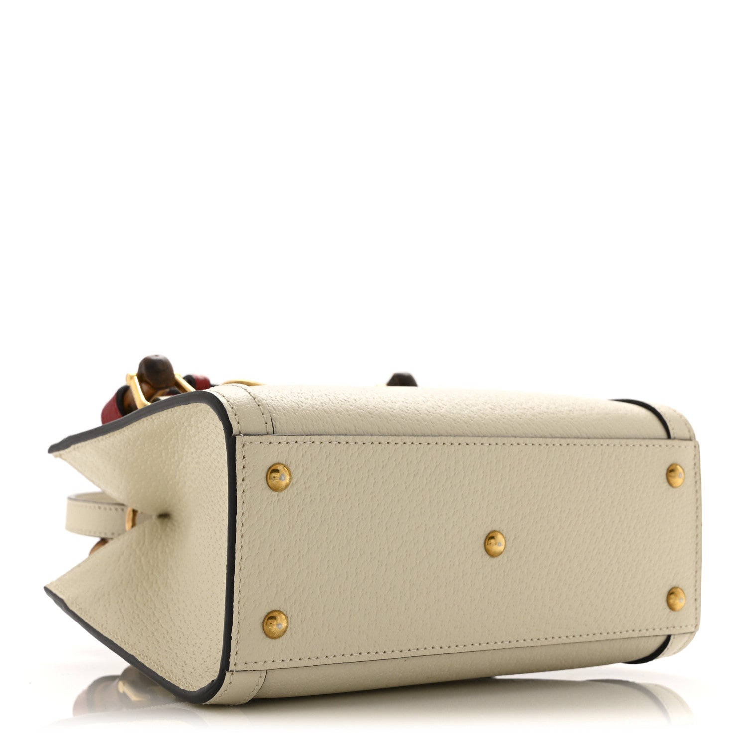 Gucci Textured Dollar Calfskin Web Mini Diana Tote Bag Mystic White