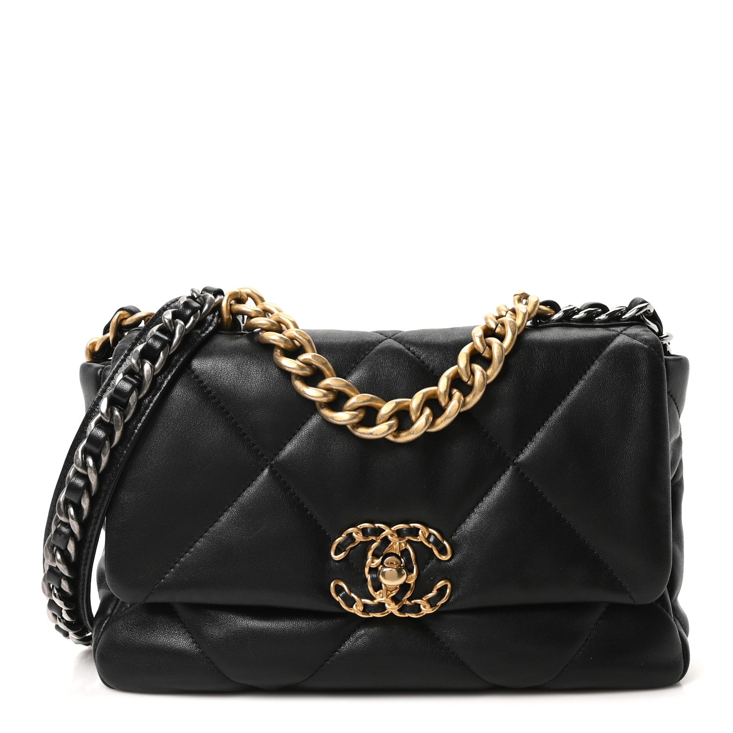 Chanel Lambskin Quilted Medium Chanel 19 Flap Black
