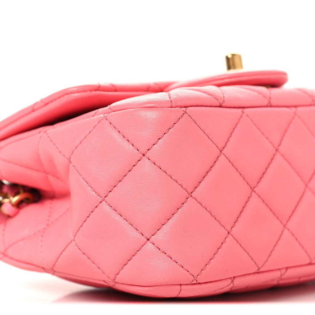 Chanel Lambskin Quilted Mini Pearl Crush Flap Pink