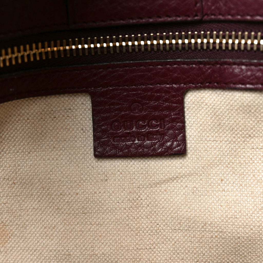 Gucci Pebbled Calfskin Large Bamboo Shopper Tote Burgundy