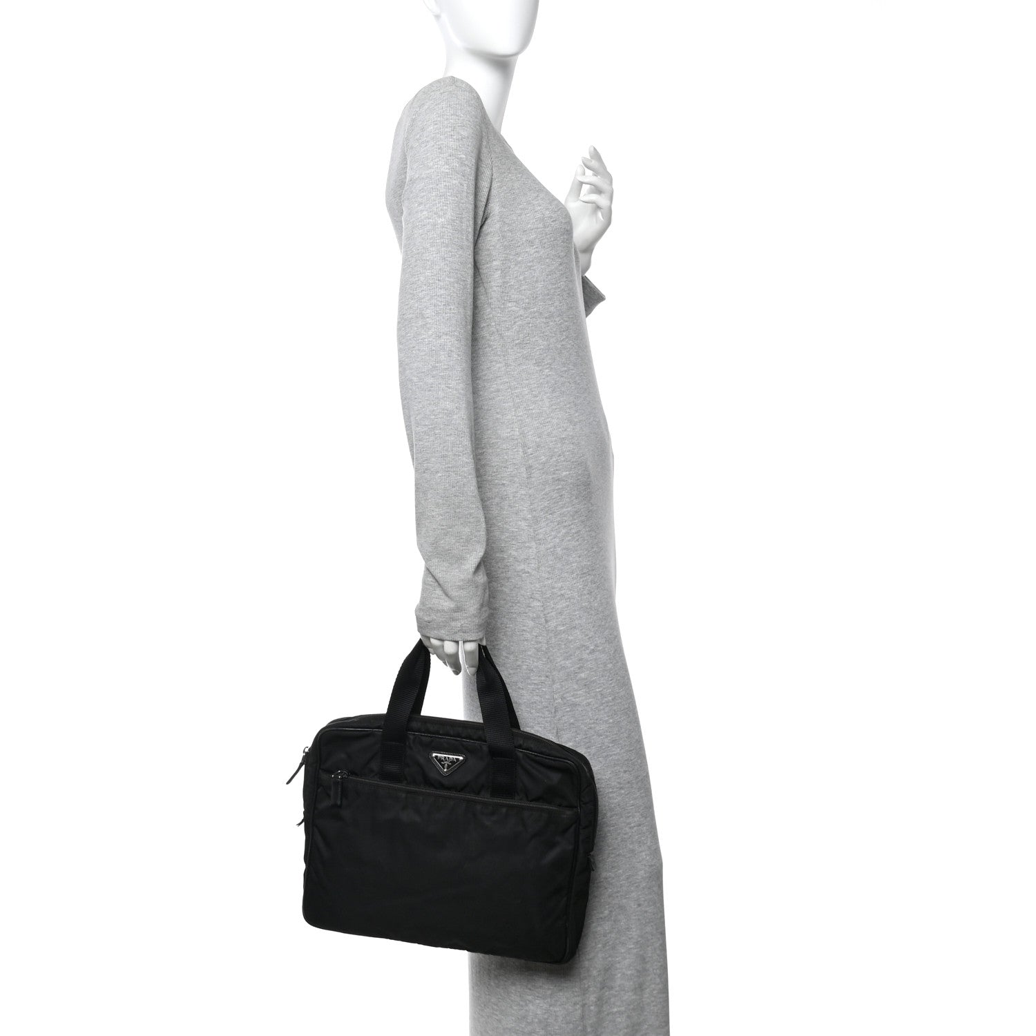 Prada Saffiano Tessuto Nylon Small Briefcase Black